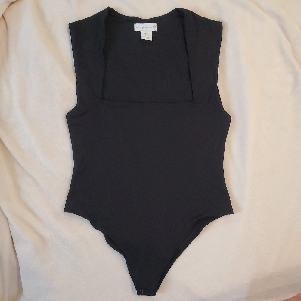 Black Square Neck Bodysuit